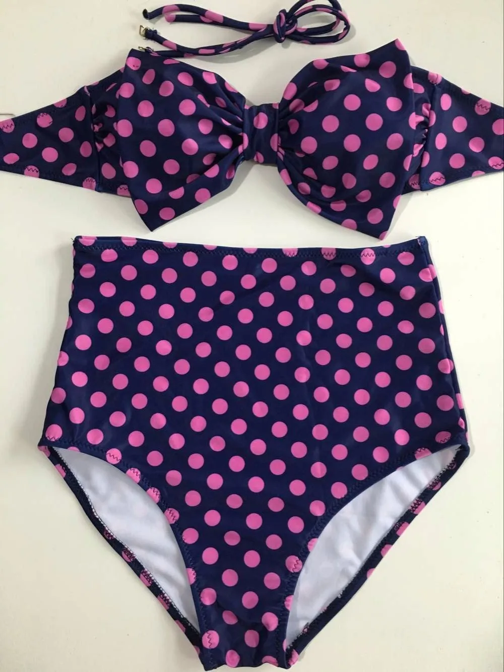 

2016 High Waist SwimSuits Bandeau Bikini Women Summer Beach Swimwear Push Up Brazilian Rosette Tankini Set Maillot De Bain Femme