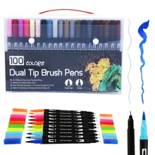 Marqueurs artistiques à double brosse, 100 couleurs, pointe Fine, pour journaux à puces, livres de coloriage pour adultes, calligraphie, lettrage
