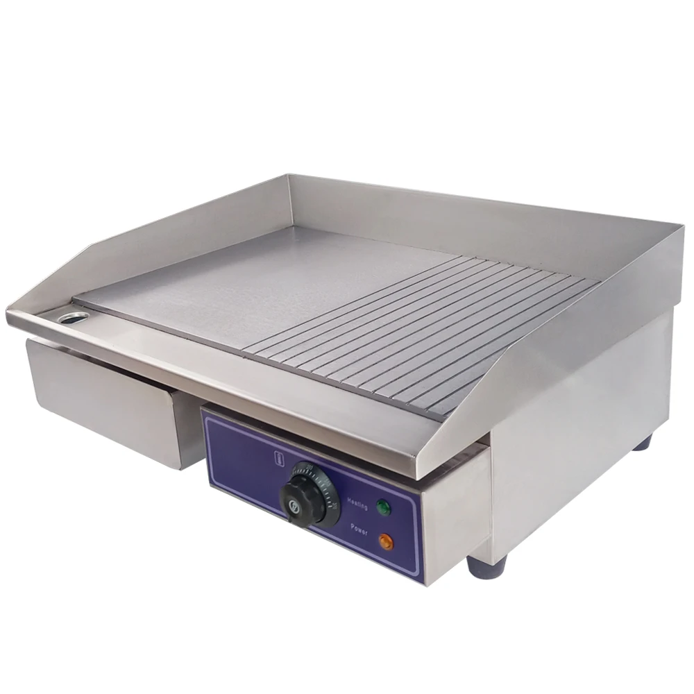 

DULONG High Quality Electric Fried Pans Half Flat Plate And Groove Plate Grill Griddle Flat Hotplate For Kitchen Restaurant
