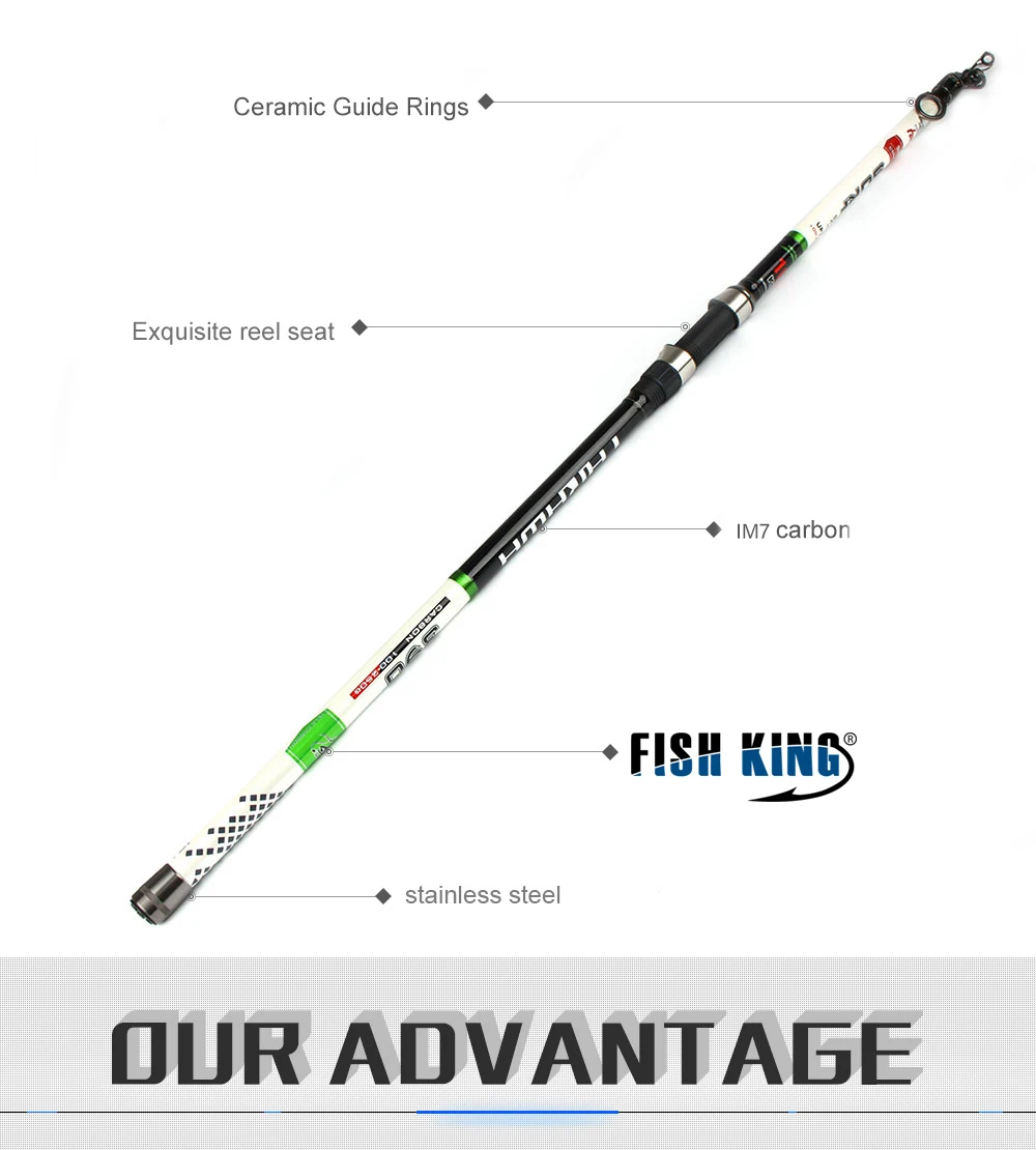 Vara de Pesca Equipamento de Pesca Peixe Carpa 4.5m 100-250g 4 Scetions Carbono Material Lightfishing Oceano Pesca Surf Rei 3.9m 4.2m Mod. 1283632 2 Cheap Varas de pescar