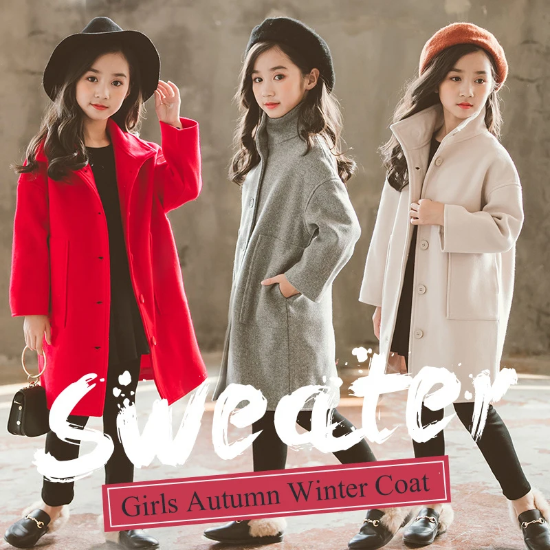 

Girls Wool Coat Family Matching Clothes Autumn Thick Kids Jackets for Girls Winter Coat Outerwear Children Clothing 10 12 years