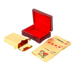 Игральные карты евро узор 24 к позолоченные полный стол для покера чистый с деревянной коробке Рождественский подарок