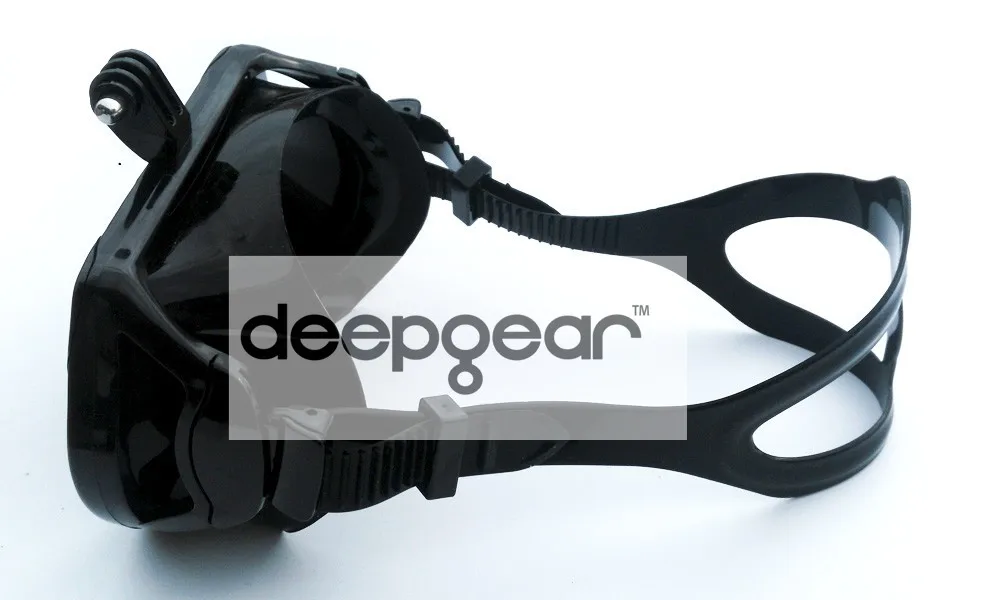 DEEPGEAR камера, маска для подводного плавания, набор для подводного плавания, черная силиконовая маска для подводного плавания с сухой трубкой, закаленное стекло, маска для подводного плавания для Gopro