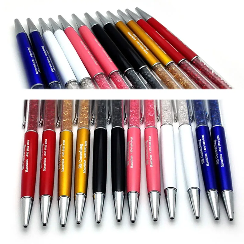 US $652.56 Wholesale Fashion crystal pens with diamonds 10colors 1000pcs a lot custom imprinted with your company logo and text