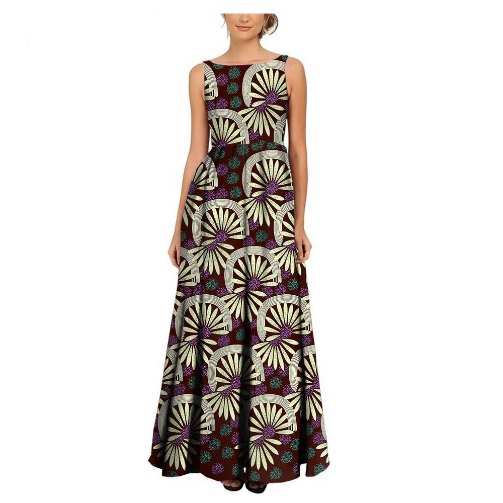 AFRIPRIDE, женское модное платье, индивидуальное, без рукавов, плиссированное, макси платье, длина по щиколотку, хлопок, платья для вечеринок, A722563 - Цвет: 268x