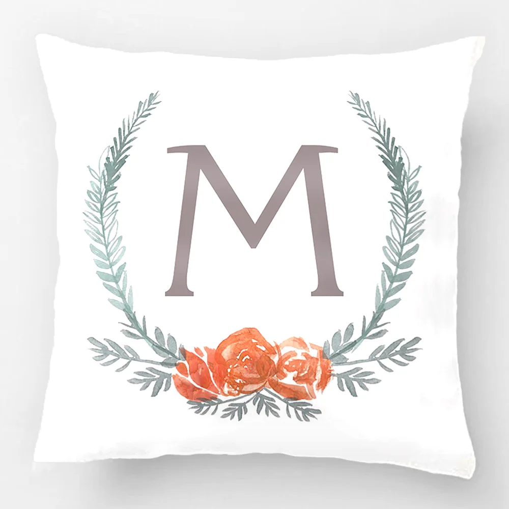 Botanical Laurel Wreath Monogram Throw Pillow Case Decorative Cushion Cover Pillowcase Customize ...