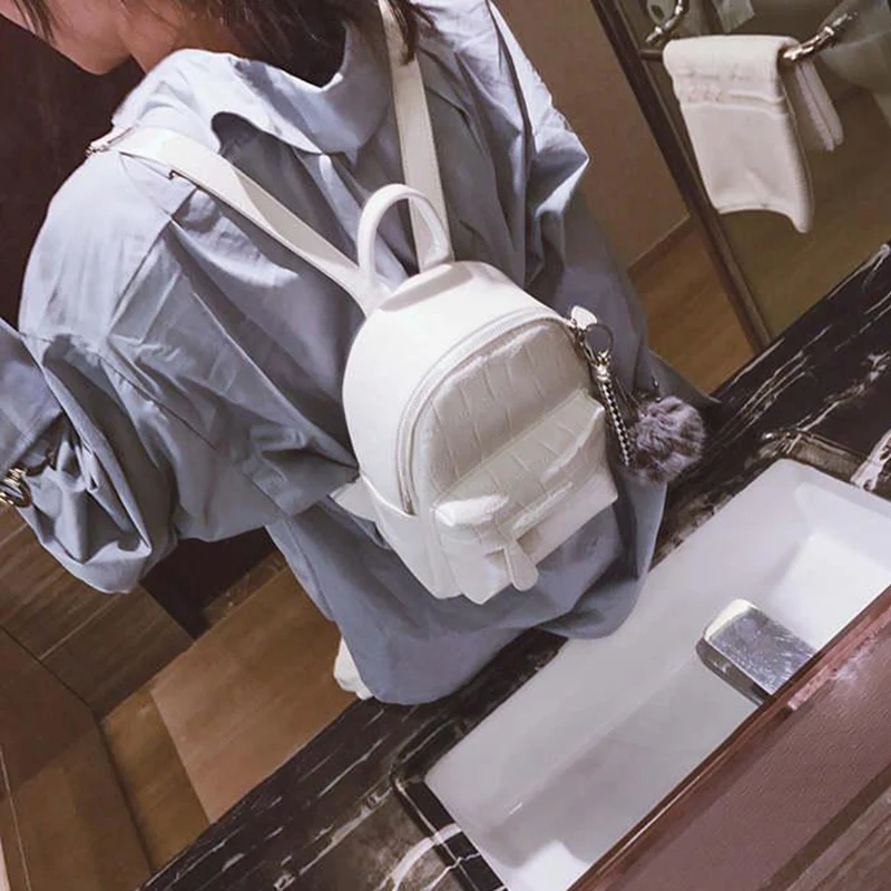 Рюкзак из искусственной кожи с сервировкой женский Mochila дорожный рюкзак(белый