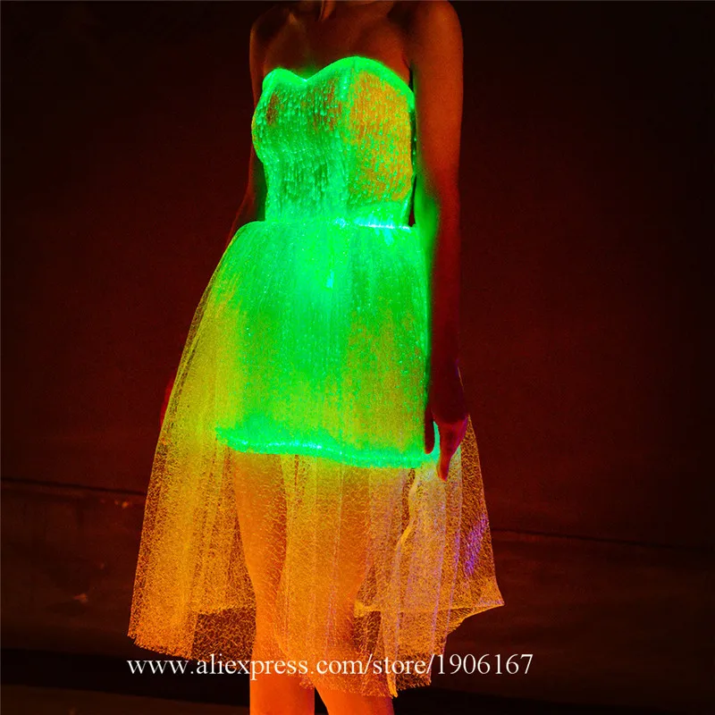 Led full color luminous evening dress night bar music festival concert fiber optic lighting costumes1