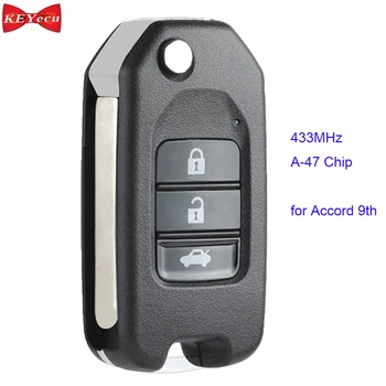 

KEYECU for Honda Accord 9th Crider 2015 Replacement Remote Control Car Key Fob 3 Button 433MHz A-47 Chip