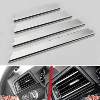 

ABS 4pcs/set Chrome Dashboard AC Air Vent Cover Trim Strip Decoration Fit For BMW 2011-2015 5 Series F10 520 523 525 Car Styling