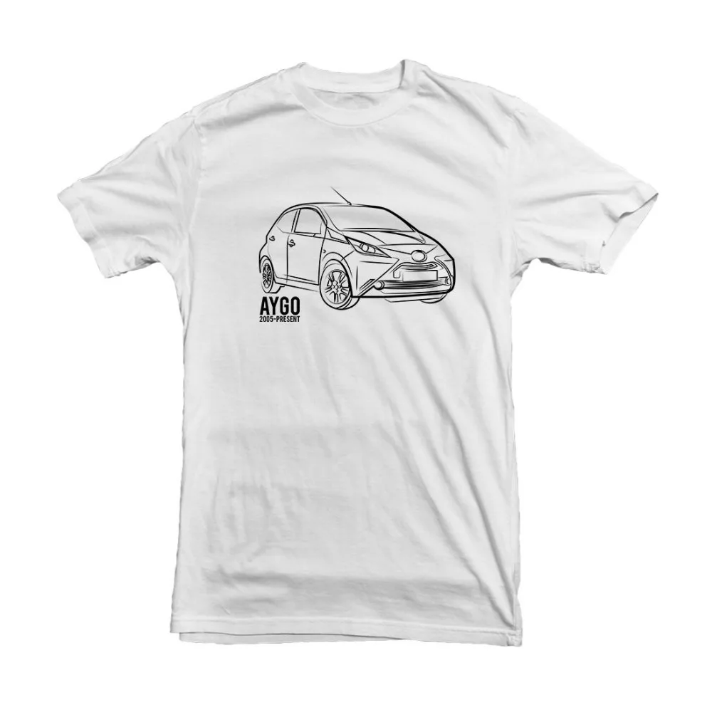 

2019 Newest Japanese Classic Car Aygo Car Outline T-shirt for Aygo Fan Tee White or Black 100% Cotton Brand New T-Shirts