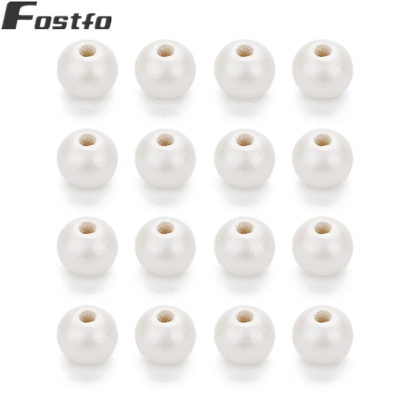 

100pcs Natural Wooden Beads Pearl color Round Spacer Charm No Harm Beads for DIY Kid Girl Bracelets Jewelry Makings 8/10/12mm