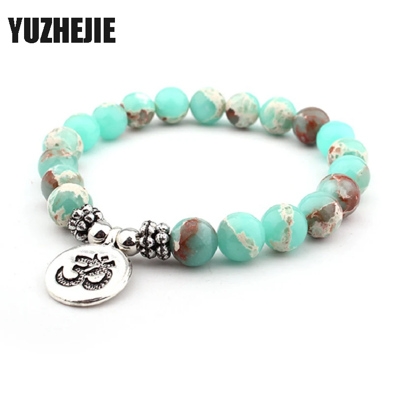 

YUZHEJIE New Design Genuine African Tur Stone Bracelet Wrist Mala Beads Chakra Bracelet Yoga Gift Buddhist Healing Bracelet
