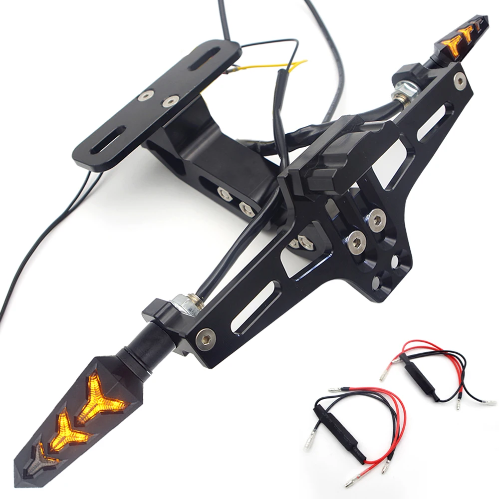 Black 2 decoders Для honda cb125r suzuki burgman honda cbr 250r Suzuki нарушителя yamaha xt660r мотоцикл светодиодный Кронштейн номерного знака держатель CNC - Цвет: Black 2 decoders