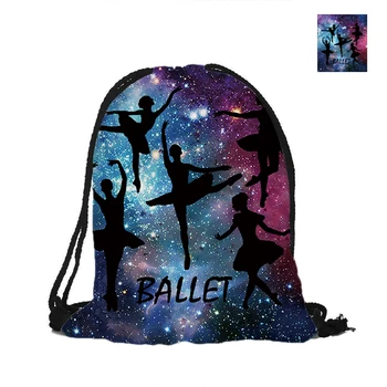 

Ballet Girls Painting Drawstring Backpack Ballet Silhouettes Fashion Polyester Bags For School Pouch Backpacks
