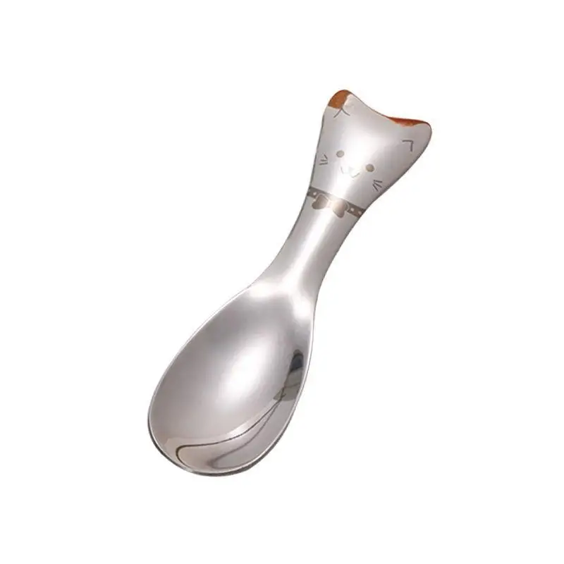 spoon Vacclo нержавеющая сталь для ложек мультяшная детская вилка ложка креативная кошка детская ложка кухонные барные инструменты десертная салатная ложка - Цвет: spoon