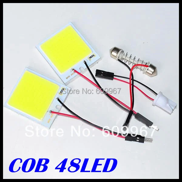 Free Shipping 2pcs/lot car led panel light 48led COB LED Car Panel