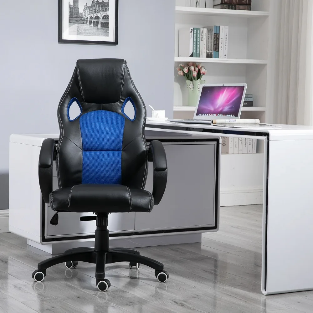 

Samincom Office Desk Chair with Mesh Black W49 x D49 x H109-120CM PU Leather+Mesh Cloth Lift Swivel Gaming Chair