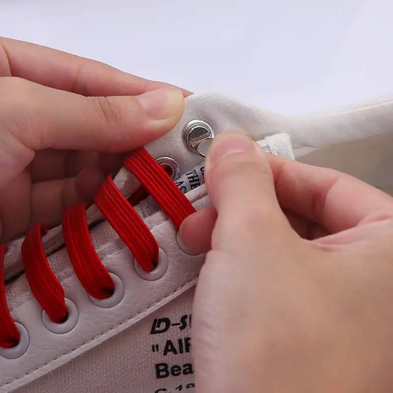 1 Pair New Elastic Shoelaces Flat Shoe laces No Tie Metal Buckle Unisex Convenient Shoelace Quick Safety Sneakers Lazy laces