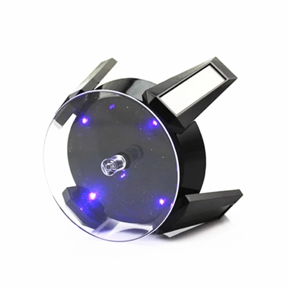 

Black Solar Powered Jewelry Display Stand Phone Watch Rotating Display Stand Turn Table