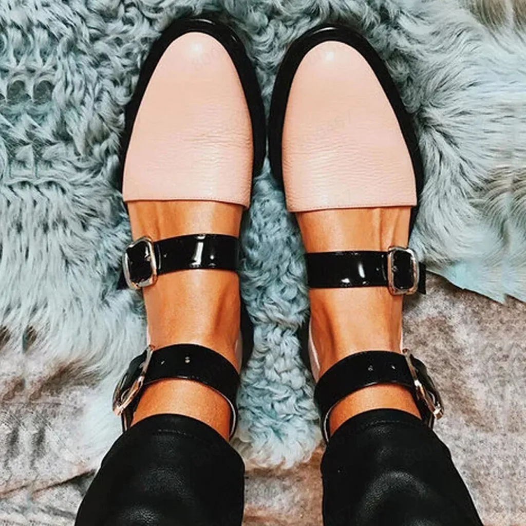 Женские туфли-лодочки повседневные тонкие туфли на низком каблуке с ремешком на щиколотке римские сандалии на толстом каблуке в стиле ретро сандалии-гладиаторы