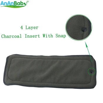 

100Pcs/lot 4 Layer Bamboo Charcoal Insert With Snap Reusable Diapers Inserts