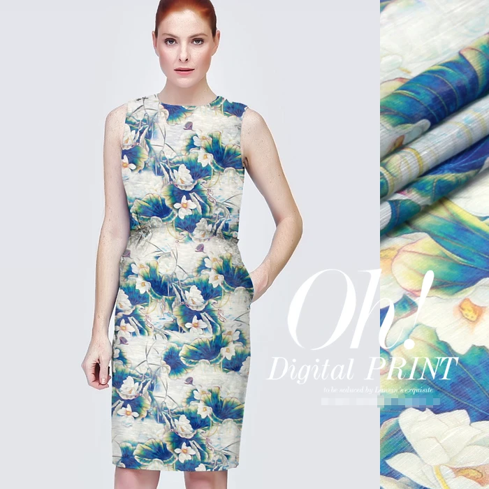 

SL036 Pure Silk/ Pure Water Lily/ Silk Fabric Mulberry Silk 30% Silk 70% Linen /Width 1.53yd Thickness 13.5mm /Sold by meters