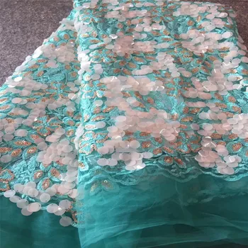 

African Lace Fabric 2018 French Sequins Net Lace new sequin fabric 5yard High Quality African Tulle Sequin Lace Fabric GL83-1