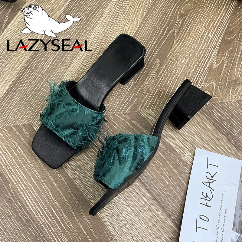 LazySeal; женские шлепанцы на высоком каблуке со стразами; летние женские Босоножки на каблуке с открытым носком; женская обувь с металлической пряжкой