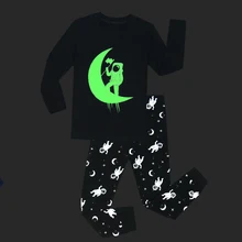 Детские светящиеся в темноте пижамные комплекты с изображением Аполлона и Луны ночное белье для маленьких мальчиков и девочек детские пижамы с подсветкой для детей от 2 до 8 лет