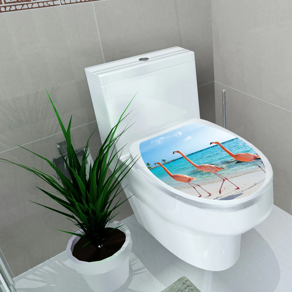 Toilet Seat Cover Decal Adhesive Bathroom Toilet Seat Lid Sticker Mural for Home Hotel Bathroom Decoration
