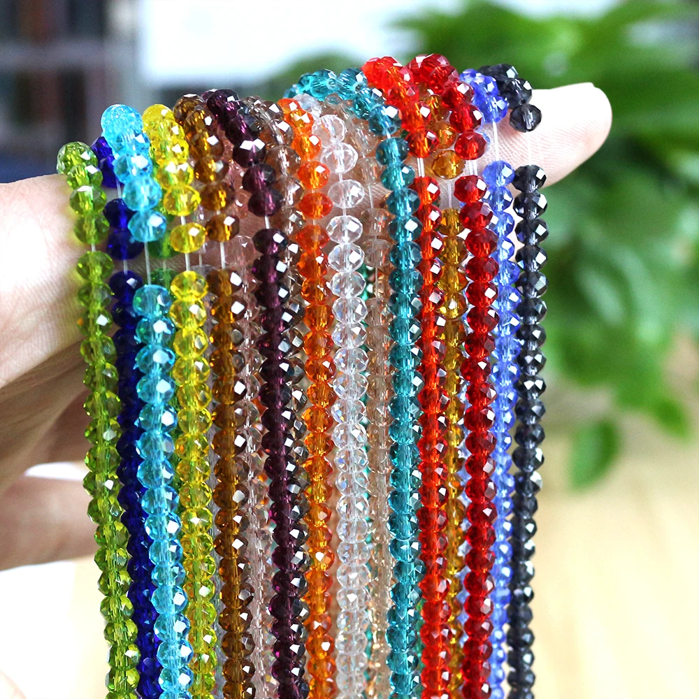 

Chunky Beads Round Glass 2 3 4 6 8 10 12mm Czech Wheel Rondelle Loose Beads 48Cut Faceted For Lampwork Crystals Beads Wholesale