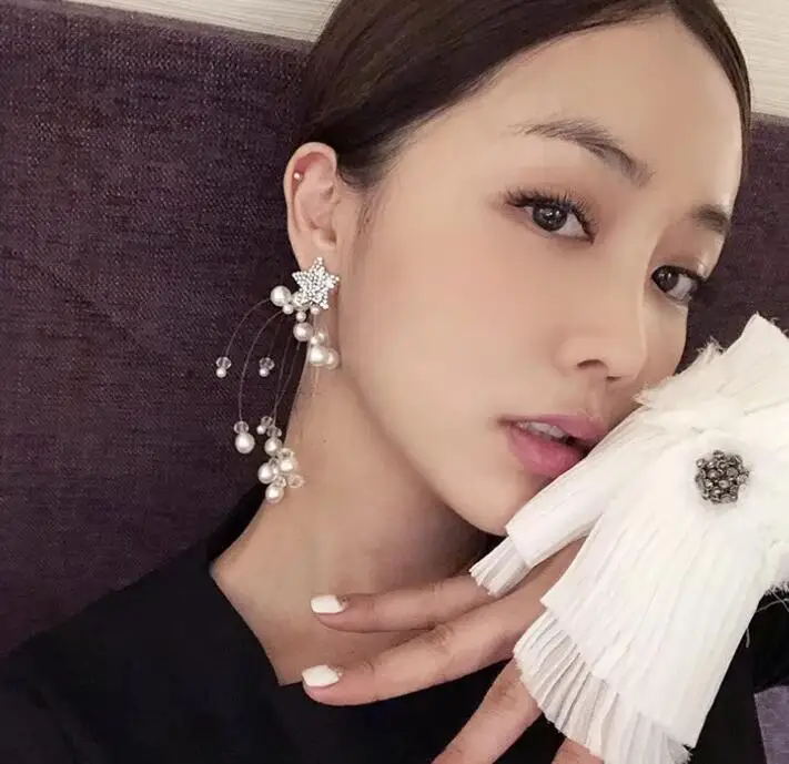 

charm New fashion tassel crystal bead earrings exaggerated earrings long celestial pearl earrings jewelry african earrings