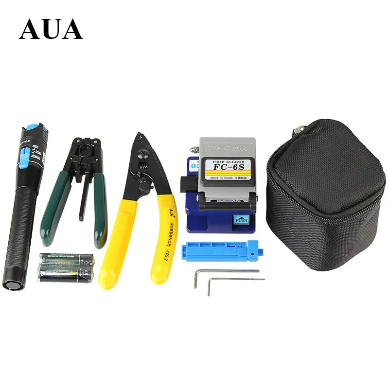 

Free shipping Fiber Optic Tools 5 in 1 FTTH Splice fiber optic tool kits Fibre stripper fiber cleaver Visual Fault Locator
