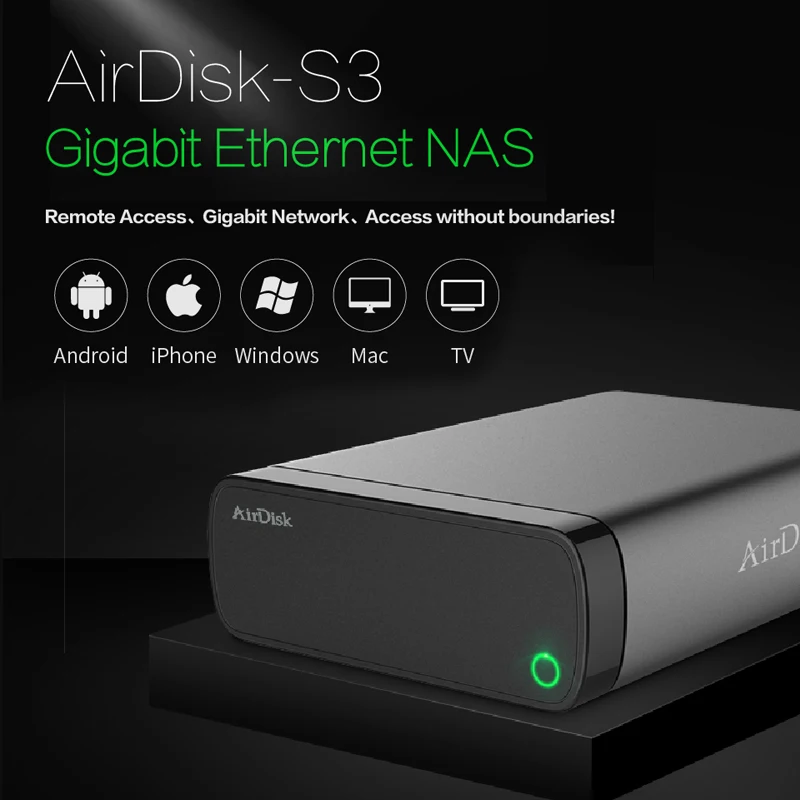 

Airdisk S3 Mobile network hard disk USB3.0 Family Smart Network Cloud Storage Remotely Mobile Hard Disk Box(NOT HDD)