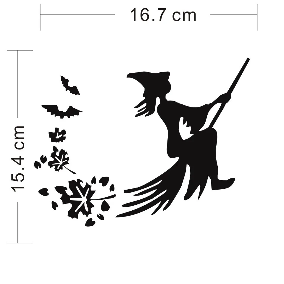 Cunymagos Witch Broom Fashion Car Sticker Motorcycle Vinyl Decal Black  Silver 16.7cm  15.4cm  (1)