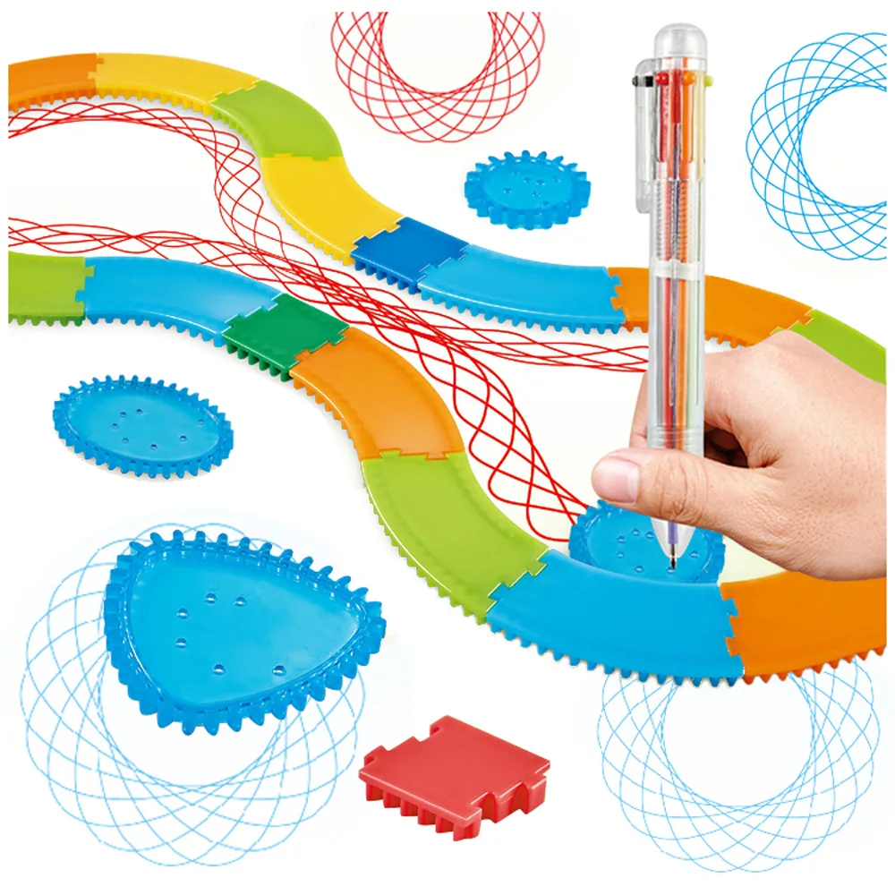 

Child Drawing Tools Baby Creative Shape Painting Ruler Toys 33 PCS Spirograph Drawing Block Set Draw Spiral Design Geometric Toy