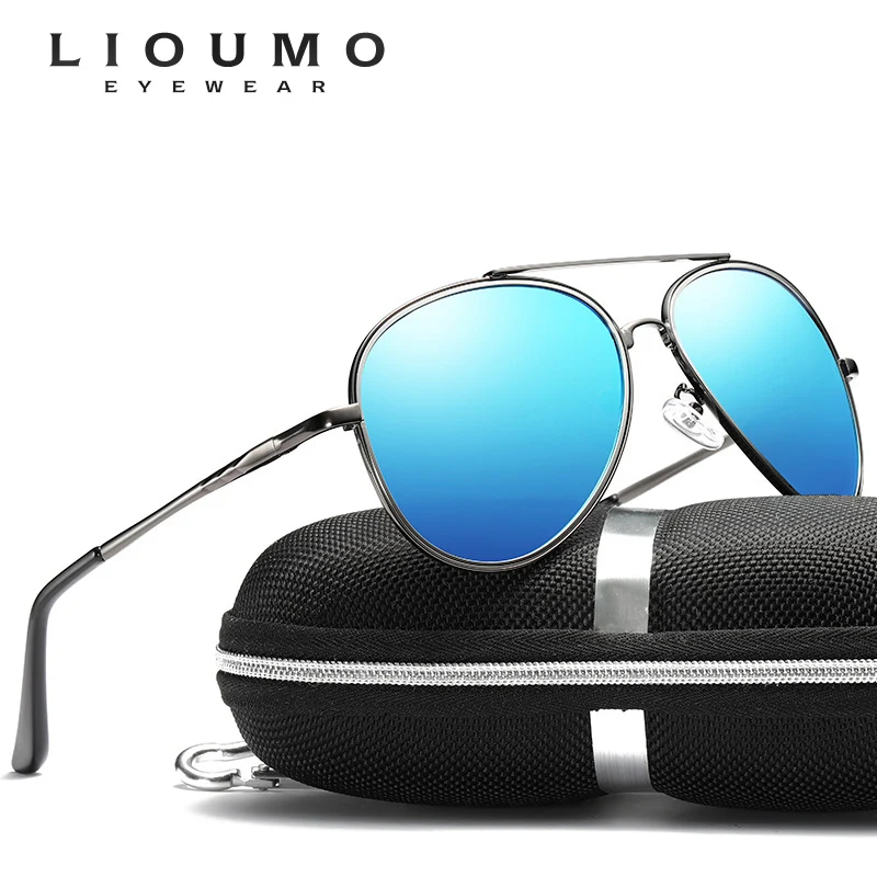 Brand Design Sunglasses Pilot Men Vintage Polarized Sun Glasses Women Travelling Blue Lens Mirror Anti-Reflective Oculos De Sol