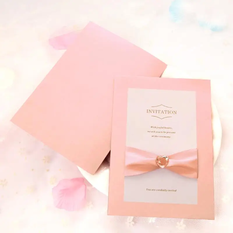 30pcs Lot Elegant Engagement Wedding Invitation Card Folding Design 30pcs Lot Elegant Engagement Wedding Invitation Card Folding Design Ribbon Bow Vintage Birthday Party Invitations In Cards From Home Garden