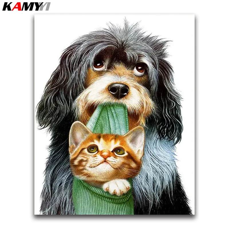

Dog and cat Diy Diamond Painting Cross Stitch Kits Resin Drill Diamond Embroidery Cute Animal Picture Mosaic Pattern Decoracion