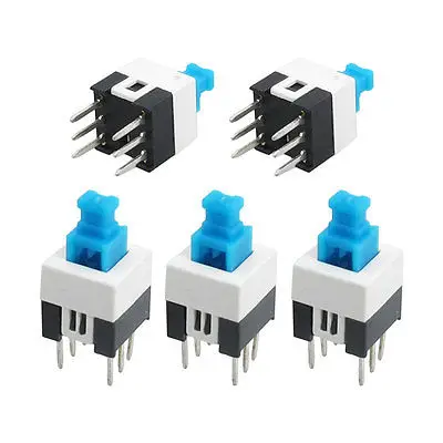

5 x 6 Pins Selflock Tact Tactile Push Button Switches 7 x 7mm