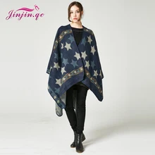 

Jinjin.QC New Winter Scarves Cashmere Feel Scarf Women Poncho Cape Fashion Star printed pashmina echarpe foulard femme P17004