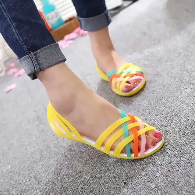Beach Jelly Shoes Woman Flat Sandals Women New Summer Soft Bottom Candy