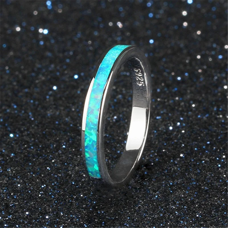 Изысканное белое/синее огненное Опаловое кольцо, простое обручальное кольцо для мужчин и женщин, модный подарок