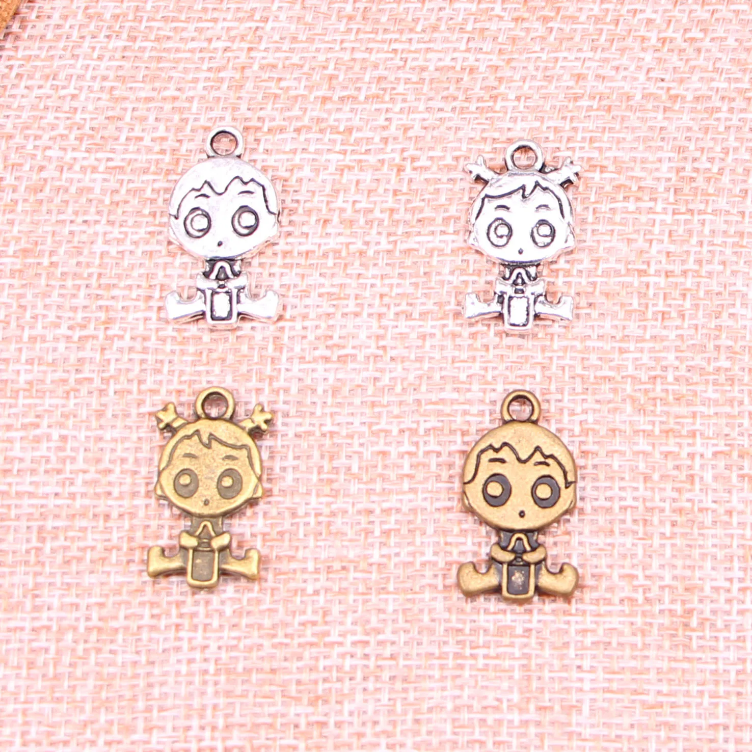 

10pcs Charms baby girl 24x13mm Antique pendant Vintage Baby boy Charms Antique Silver/Bronze DIY bracelet necklace