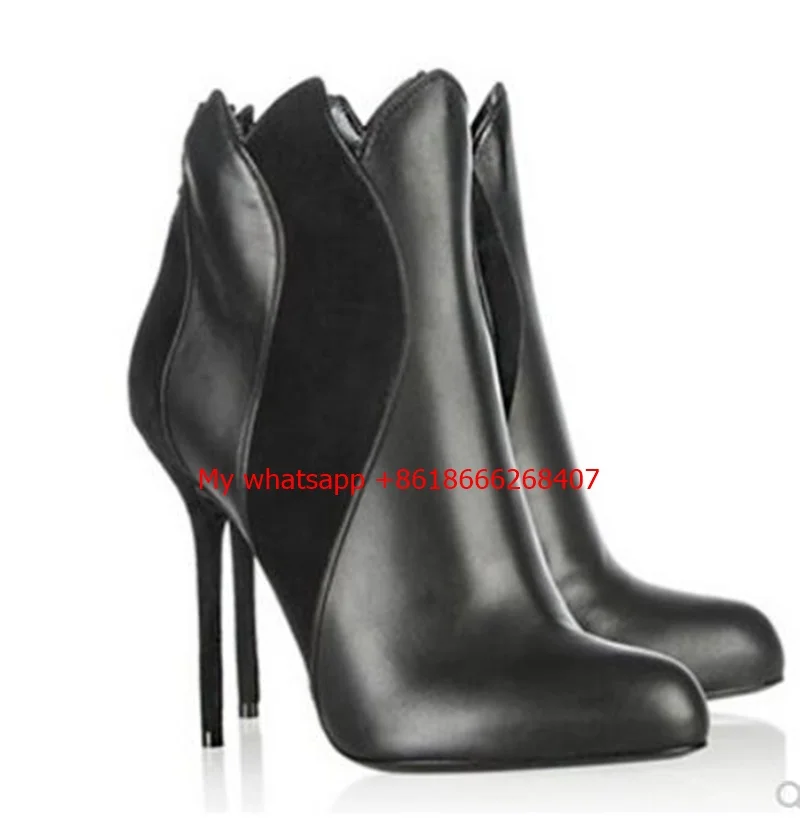 Nouveau Talons En Femmes Pointu Moto Inside Cheville De Hauts Leather Automne Noir Chaussures Bottes Bout Cuir Sho Bottines Flamme O0rqO