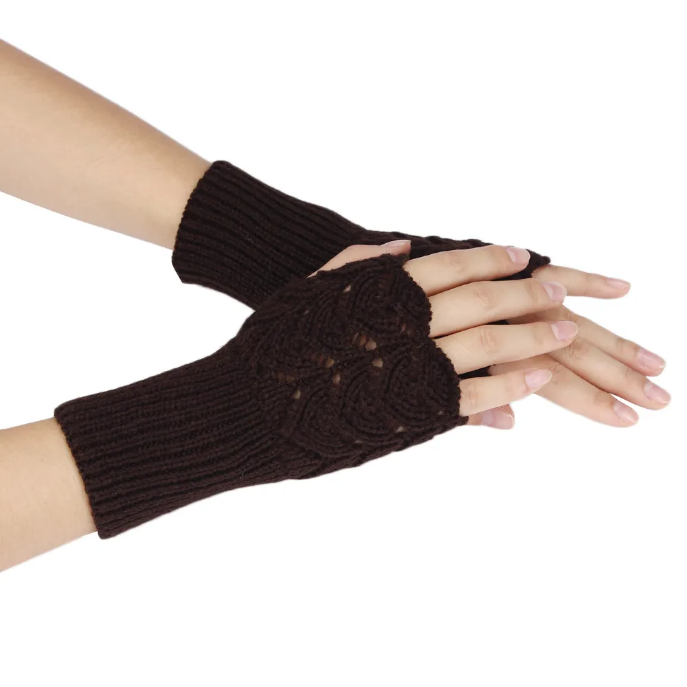 Women's Warm Winter Brief Paragraph Knitting Half Fingerless Gloves guantes mujer Solid color Christmas gloves#P