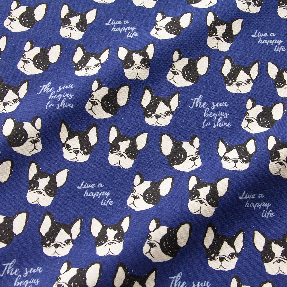 

50cm*110cm Japanese KOKKA Cotton Linen Fabric DIY Patchwork Fabric Bulldog E