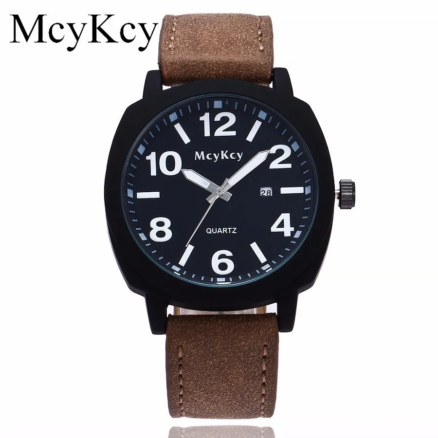 

McyKcy Brand Men Watch Luxury Men Military Watches Fashion Male Leather Sports Quartz Wristwatches Clock Relogio Masculino Hot
