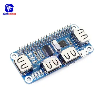 

4 Port USB HUB HAT USB 2.0 1.1 Micro USB for Raspberry Pi Zero/W A+ B B+ 2 3 Model B Serial Debugging Onboard USB to UART